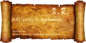 Káplár Radamesz névjegykártya